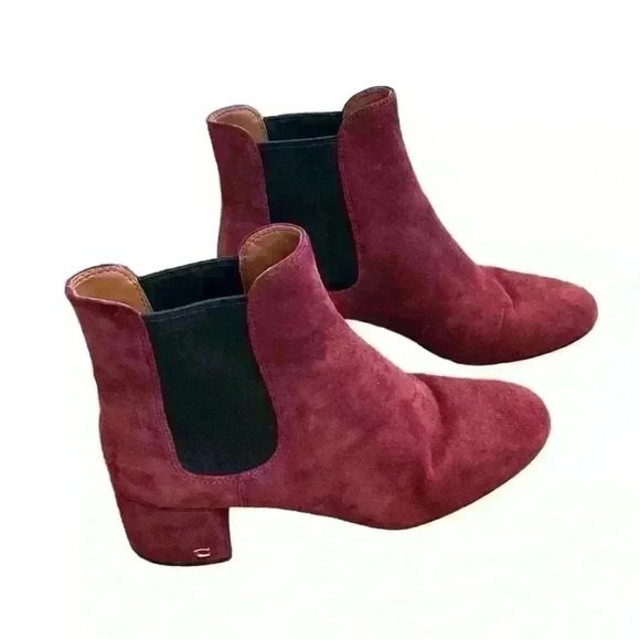 COACH Tia Ankle Slip On Suede Bootie in Wine Woman’s Size 8​ - Picture 4 of 8
